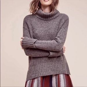 Anthropologie Grey Wool Fireside Turtleneck Sweater Size Large